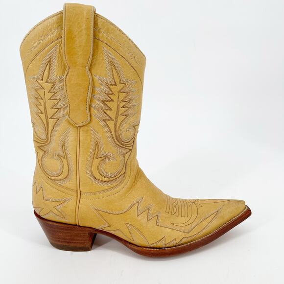 Vintage Old Gringo Yellow Tan Short Nevada Mid Calf Western Cowgirl Boot sz 6.5 - Picture 2 of 10